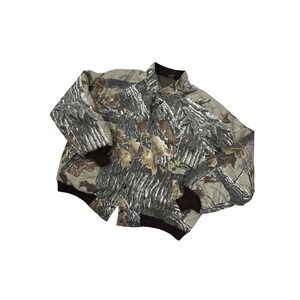 Vintage Spartan Realtree Camo Bomber Jacket Mens Large Made in USA Quilted Lined